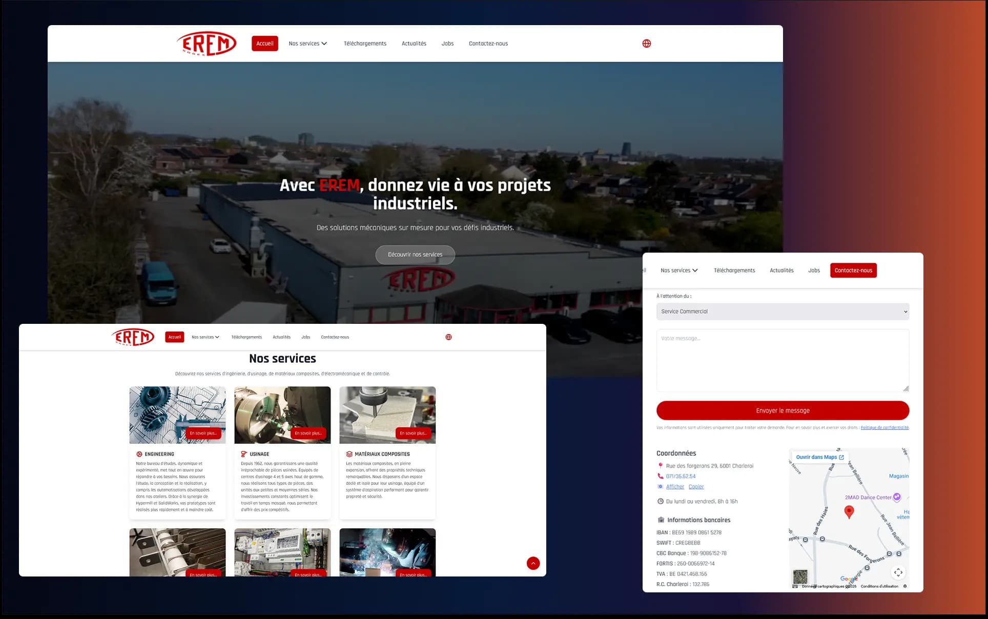 Aperçu du site web EREM développé par NEXADEV